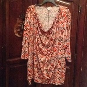 Nice orange, black, gold and white  dress shirt!